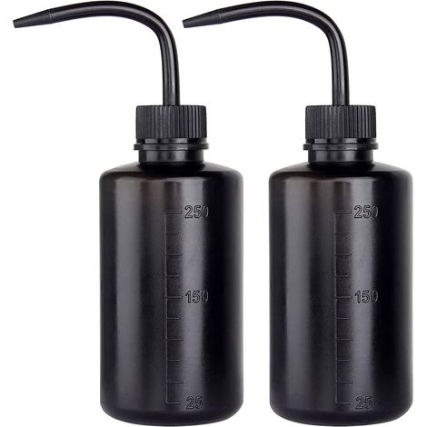 Flacon en plastique de 250 ml bouteille de laboratoire noire avec ouverture étroite étiquettes échelle vaporisateur fleurs grasses 2 (1/5)