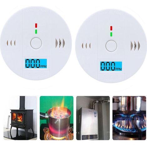 2 Stück Kohlenmonoxid-Alarmmelder, CO-Alarmmelder mit Digitalanzeige, für 85 dB akustischen Alarm zu Hause, Büro (Batterie nicht enthalten) (1/5)