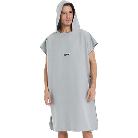 1 peignoir de plage à capuche, poncho de bain double face en peluche avec fermeture éclair, serviette de plage multifonction (1/5)