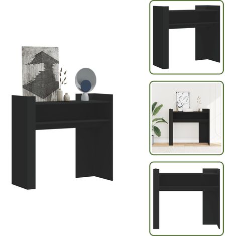 The Living Store Table console noir 100x35x90 cm bois d'ingénierie - Table Basse - Meuble D'entrée - Table D'appoint - Table Console Noire - Table Design (1/5)