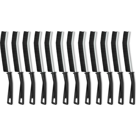 Lot de 12 brosses de nettoyage pour joints et carrelage à poils durs, 24 cm, Noir (1/5)