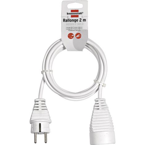 Rallonge électrique prolongateur d'intérieur - IP20 Noir - 2m - H05VV-F 3G1,0