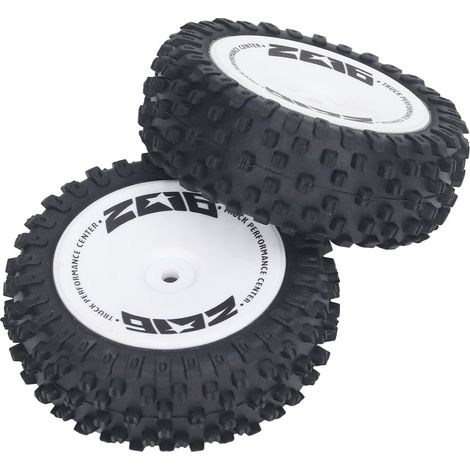 Satz mit 2 Ersatz-Vorderreifen aus Kunststoffgummi für WLtoys 1/12 ferngesteuertes Auto (Ref. 124007), schwarz und weiß. (1/4)