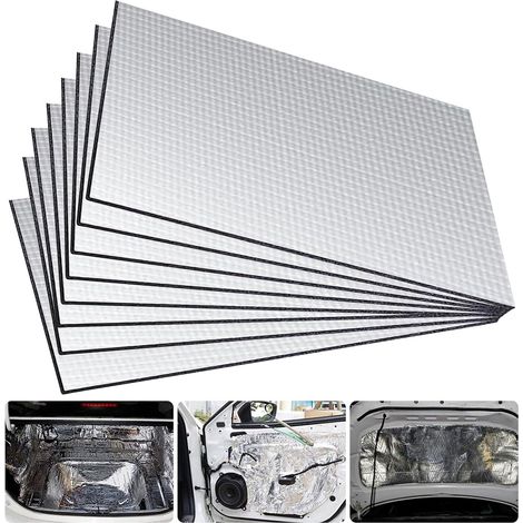 Lot de 8 tapis d'isolation acoustique pour voiture, en mousse, 250 x 180 x 5 mm, autocollant, pour isolation de voiture, ignifuge, résistant à l'humidité, imperméable (1/5)