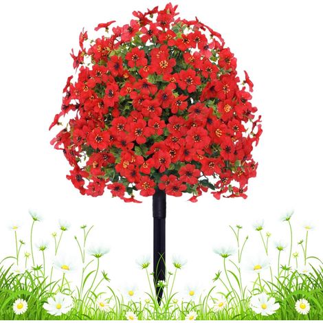 1 Buisson artificiel, Fleurs violettes résistantes UV, Hauteur 58,4 cm, Pour jardin, Cimetière, Terrasse (1/5)