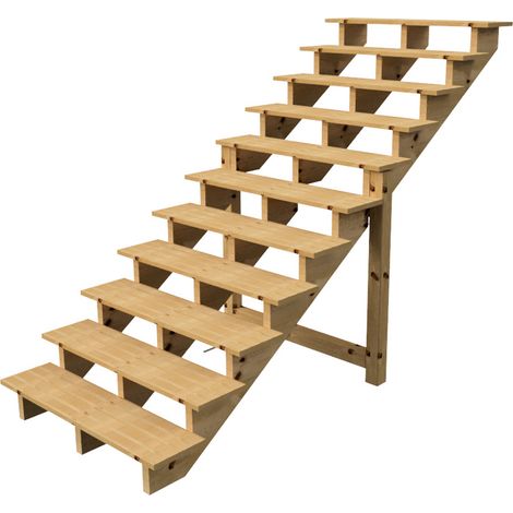 Außentreppe Holz Höhe 190cm 11 Stufen, Breite 120cm, OHNE Setzstufen