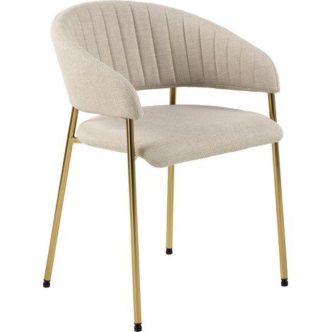 Poltrona imbottita Ann beige/oro con braccioli glamour (1/5)