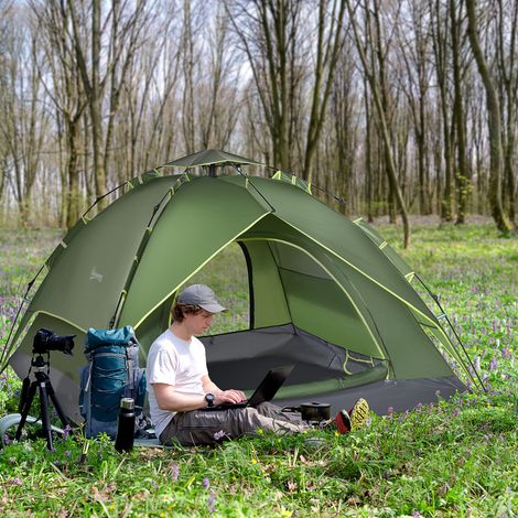 Tente dôme légère et robuste pour 3 personnes avec entrée, sac de transport et tapis de sol  tente familiale avec une colonne d'eau de 1000 mm  convient pour le camping, les voyages, la randonnée et l