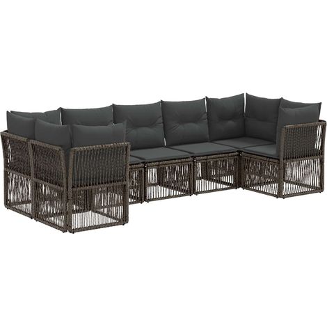 Ensemble de canapé de jardin 7 pc 7-Nombre de places Gris acier enduit de poudre (1/5)