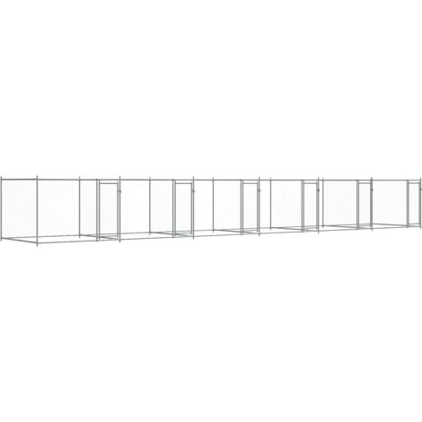Gabbia per cani con porte 12 x 2 x 1,5 m acciaio zincato grigio 020041623