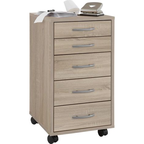 13Casa - Honor A9 - Cassettiera ufficio. Dim: 33x38x63,5 h cm. Col: Rovere. Mat: Nobilitato. (1/4)