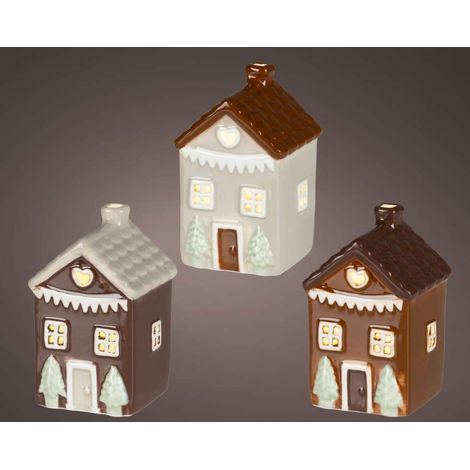 LED House Casetta luminosa natalizia Assortita 6,2x5,7x10,5 cm