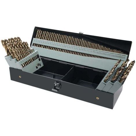 Jeu de forets au cobalt, 115 pièces M35 en acier rapide pour métaux trempés, acier inoxydable, fonte, bois et plastique, avec boîte de rangement en métal. (1/4)
