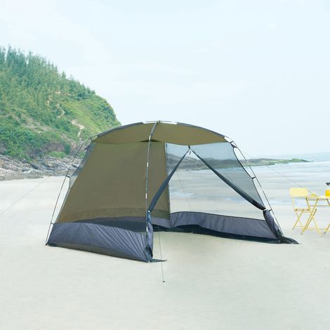 Carpa de jardín Beekdaelen poliéster 305x305x213cm - Verde oliva / Gris [pro.tec]