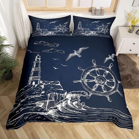 Parure de lit enfant 135x200cm Maritim Phare Mouette 2 pièces microfibre