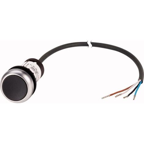 Bouton-poussoir RMQ Compact noir plat à accrochage 0o/1f extrémité ouverte câble noir 1 m. EATON C22-DR-S-K01-P62