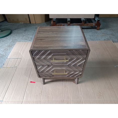 Comodino in MDF con 2 cassetti e rilievo geometrico 48 x 38 x 56 cm OKWISH (1/5)