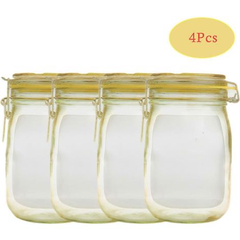Sacs réutilisables en bocaux Mason pour noix, bonbons, biscuits, aliments frais, collations, sandwichs et autres gourmandises. Fermeture étanche.