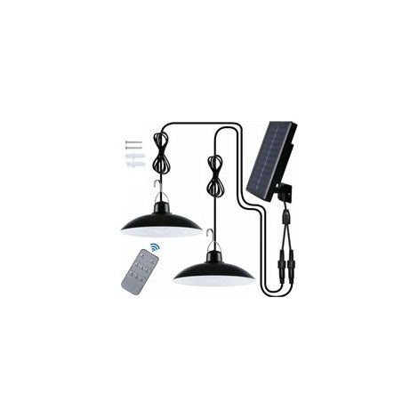 Lampe Solaire Extérieur, Double Tête IP65 éTanche Lustre Solaire avec Télécommande pour Jardin/Pergola/Balcon/Terrasse (1/5)