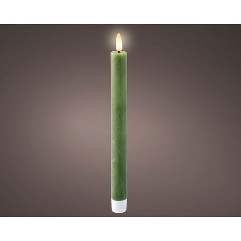 LED-Kerze grüne Wachs ø2,20 x 24,50 cm, 2 Stück