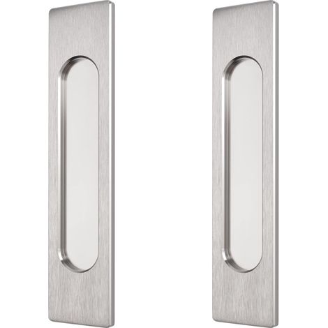 Lot de 2 poignées de porte coulissante autocollantes rectangulaires en acier brossé en alliage d'aluminium sans perforation portes coulissantes, fenêtres et armoires de grange (1/5)