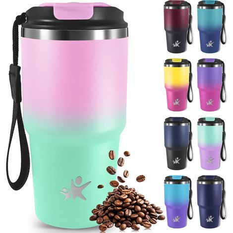 Mug Isotherme 600ml Tasse Isotherme Acier Inoxydable à Double Paroi Thermos Café Froid Pendant 4 Heures Glacé Pendant 8 Heures Thermique pour Boissons Chaudes ou Glacées (1/5)