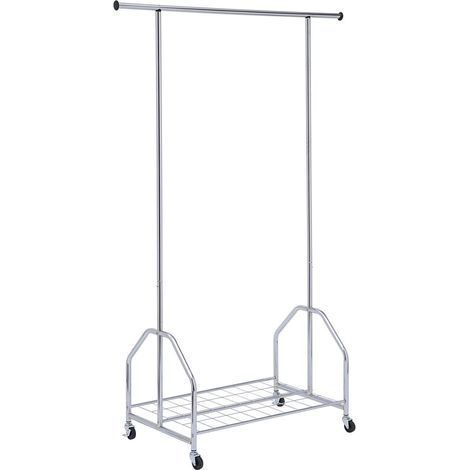 Portant à vêtements avec étagère grille, chrome