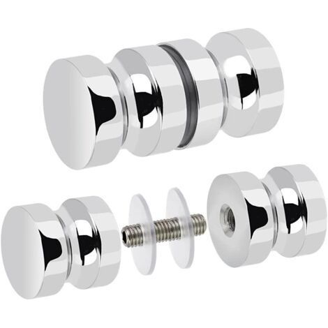 2 PCS Poignée Porte Douche en Acier Inoxydable Bouton Porte de Douche Rond Poignée de Porte Douche en Verre Bouton de Porte Coulissante Inox pour Salle de Bain Cuisine Maison Bureau (1/4)