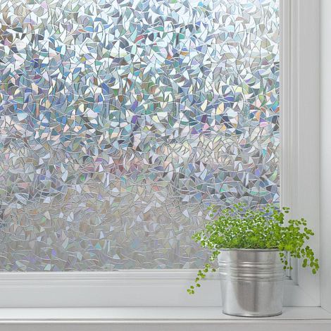 TolleTour Fensterfolie 3D Schuppen,Sichtschutzfolie Fenster Milchglasfolie,statisch haftend ohne Klebstoff,Anti-UV Folie für Bad und Büro,90x200CM