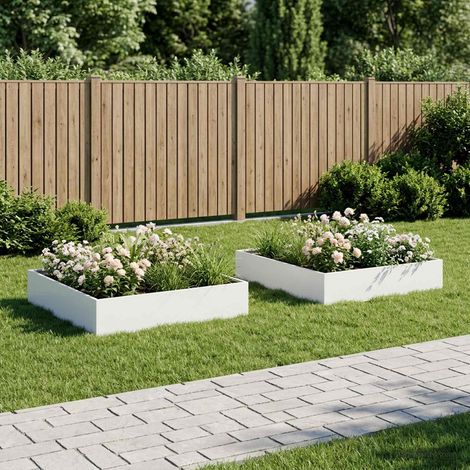 vidaXL Macetero de Jardín 2 uds. Blanco 80 x 80 x 20 cm (1/5)