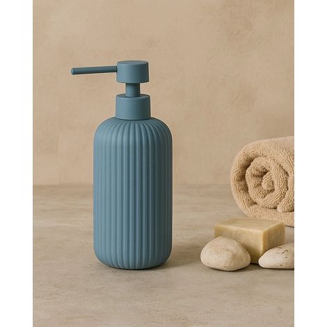 Exagonshop Dispenser portasapone da appoggio in ceramica blu
