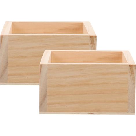 Caisse en Bois Carrée Jardinière Carrée D'Intérieur Bac À Fleurs Carré 2 Pièces 3.66 X 3.66 X 1.77 Pouces pour Table Bureau Décoration Rustique (1/5)