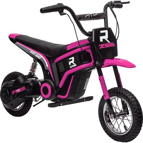 Beyamis Elektrisches Kindermotorrad, 24 V, mit Hupe, Licht und Drehgasgriff, 8–16 km/h, 8–12 Jahre, Pink