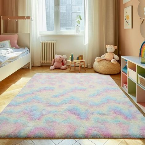Fluffy 4 x 6 Shaggy Bedroom Rug for Living Room, Soft and Fluffy Non-Lint Rug, Plush Indoor Rug for Nursery, Children's Room (1/4)