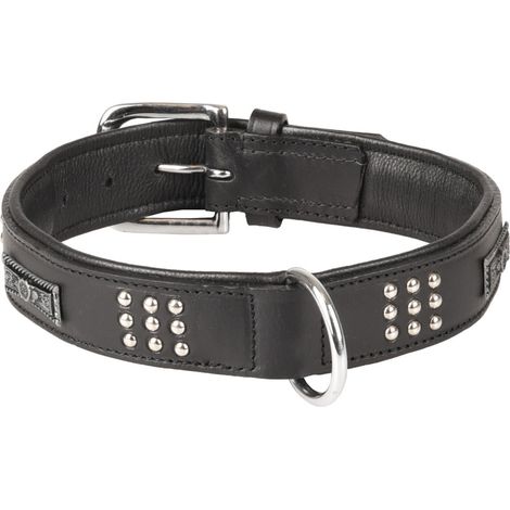 Collier Cuir SEDONA noir taille L 43-50 cm pour chien - Flamingo
