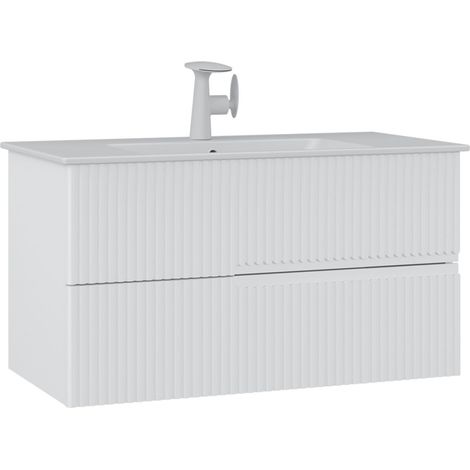 Mobile lavabo "Moonlight 90 v2" - 91 x 51 x 51 cm - Bianco opaco (1/5)