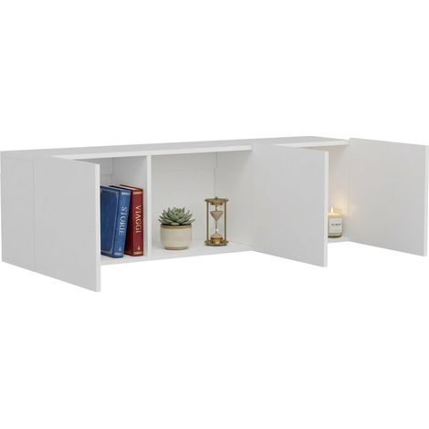 Mobile Porta tv Osidda, 3 Ante, 3 Vani, Apertura Battente, 150x31x44h cm Bianco