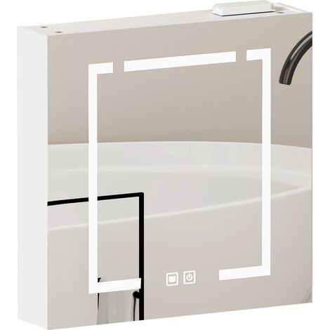 LED-Spiegelschrank 60 cm Wandmontage, weiß, MDF und Glas MODENUIT (1/5)