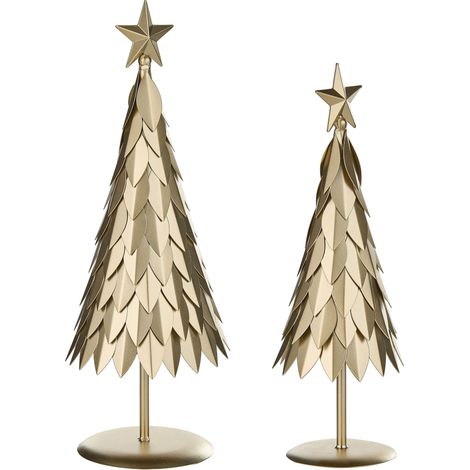 Beliani Figurines Gold Iron of Christmas Trees Seasonal Table (pack of 2) Metal, Handmade, Does Not Require Assembly, 18 x 18 x 48 cm KEMIJOKI (1/5)