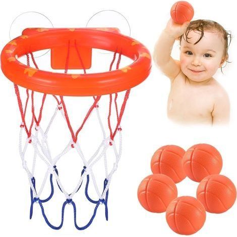 Jouet de bain pour bébé:5 balles sans trous+panier de basket à forte ventouse.Jouet de bain pour tout-petits ou enfants/garçons ou filles.Ensemble de jouets pour salon,salle de bain, chambre à coucher (1/5)