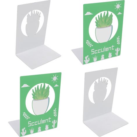 4 Supports de Livres Métal Antidérapants Design Unique Décoratif Portable Fini Exquis Lot de 4 Serre-Livres Bureau Plantes Succulentes (1/5)