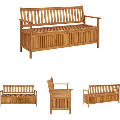 The Living Store Gartenbank mit Stauraum 148 cm Massivholz Akazie - Gartenbänke