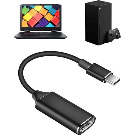 USB-C-zu-HDMI-4K-Adapter, schwarzes HD-Video-Schnittstellenkabel aus Aluminiumlegierung, Typ-C-Anschluss für den Fernsehbildschirm, Metallgehäuse, max. 170 Zeichen. (1/5)