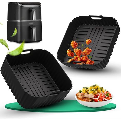 2 Pièces Moule Silicone Air Fryer pour COSORI Turbo Tower Pro 10.8L Friteuse à Air Double Stack/CAF-DC112-ADE (6.5L & 4.3L) - Accessoires Pratiques pour Cuisson Saine (1/5)
