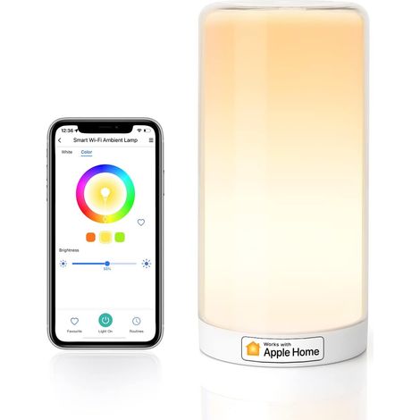 Veilleuse LED Connectée WiFi, Lampe de Chevet Intelligente Compatible avec Home, Alexa, Google Home, Lampe de Nuit Multicolore Dimmable avec RGB, Blanc Chaud et Blanc Froid (1/5)