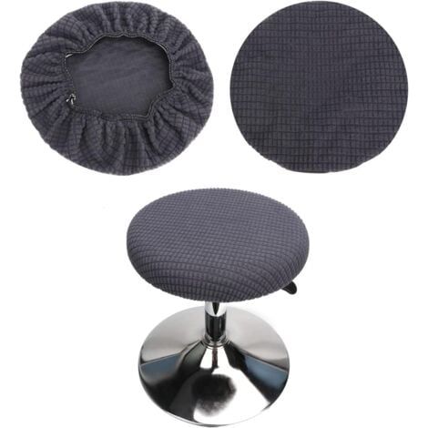 (Gris) Lot de 2 housses de tabouret rond, housses de tabouret de bar rond, lavables et faciles d'entretien, douces et durables, adaptées aux tabourets de 35-42cm (1/4)