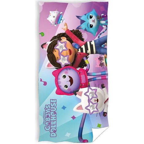 Asciugamano da bagno Gabi Cat House per spiaggia, piscina e vacanze per bambini, 140 x 70 cm