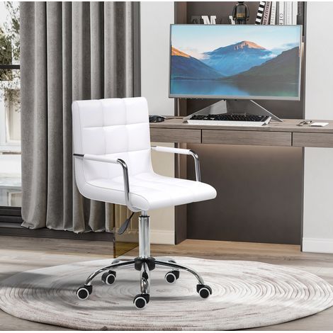 chaise fauteuil bureau pivotante réglable PVC blanc OKMYHOME (1/3)