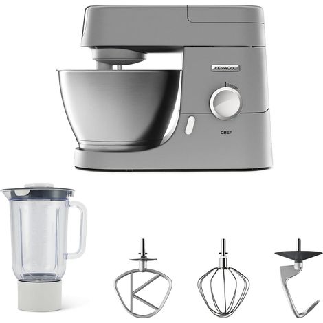 Robot De Cuisine,Bol en Acier Inoxydable 4.6 L, Système de Sécurité, Corps Métallique, Inclus Set patissier et Accessoires, 1000W, Argent (1/3)