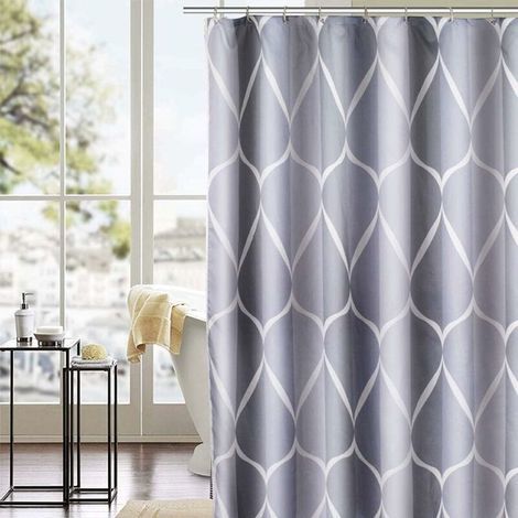 Shower Curtain, Waterproof Anti-Mold Polyester Bath Curtain for Bathroom or Bathtub with 12 Rustproof Hooks, 200x200cm (1/5)